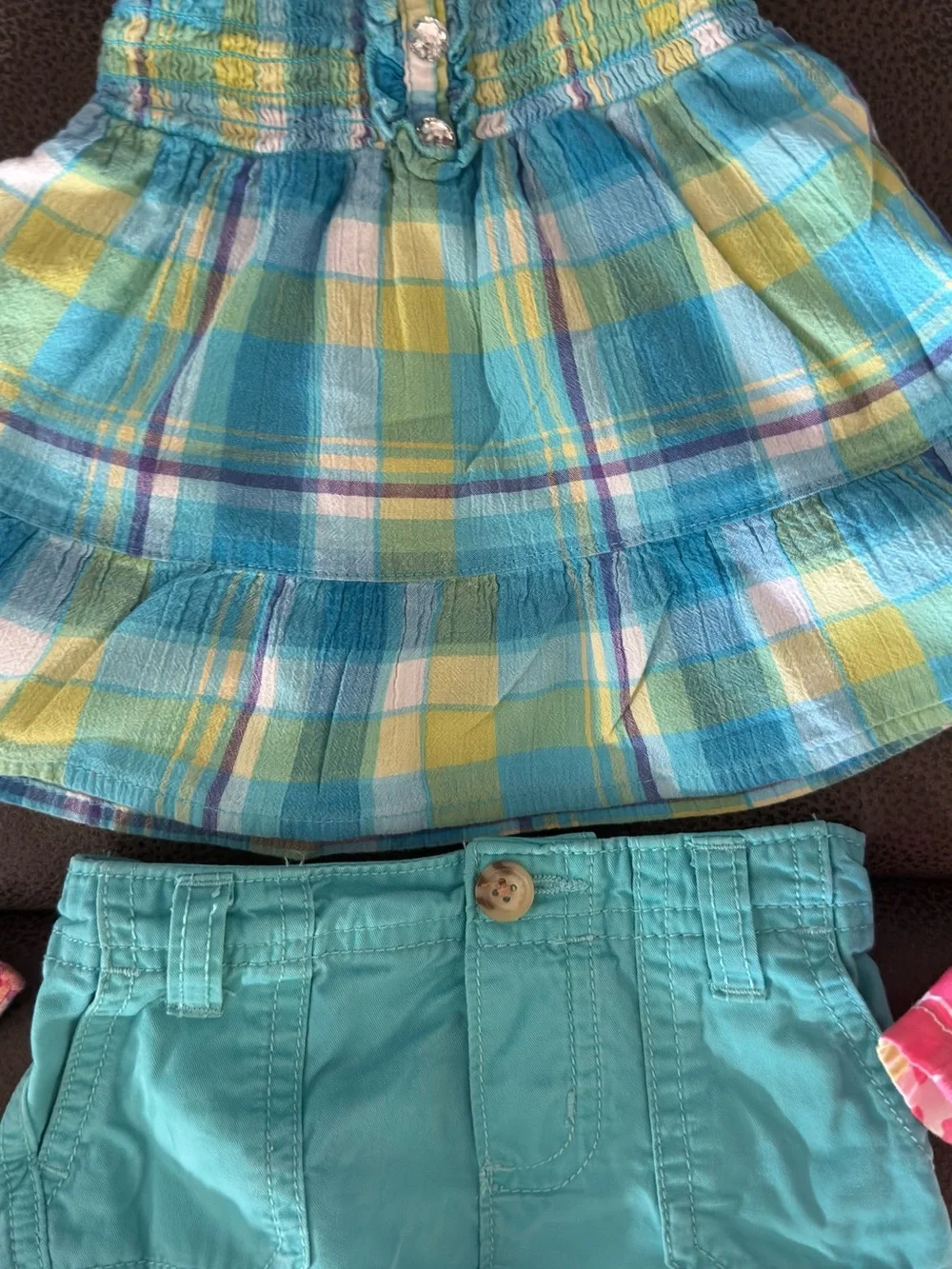 Bundle of 4 - Size 12-Month Girls Outfit Set - Pink, Teal & Denim Mix